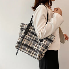 Women Tote Bag Plaid Large Striped Handbag Shoulder Bags Ladies Big Messenger Ba