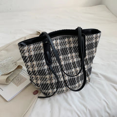 Women Tote Bag Plaid Large Striped Handbag Shoulder Bags Ladies Big Messenger Ba