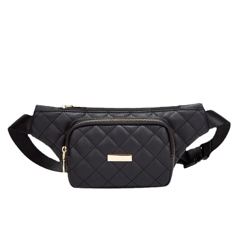 Women Waist Bag Messenger Bag Solid Chest Bag Casual Pu Waist Sling Crossbody