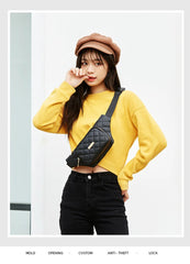 Women Waist Bag Messenger Bag Solid Chest Bag Casual Pu Waist Sling Crossbody