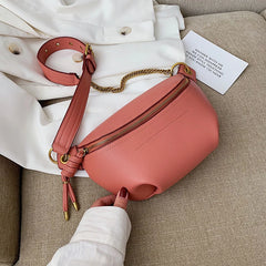 Women Waist Packs Leather Fanny Belt High Shoulder Messenger Crossbody Bag