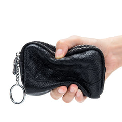 Zipper Cow Leather Women Wallet Mini Coin Purse Key Chain