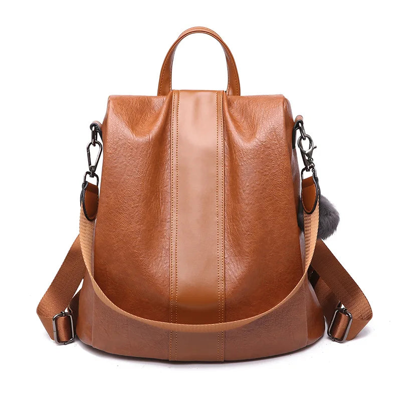 Retro Soft Leather Backpack Women's All-match Bag