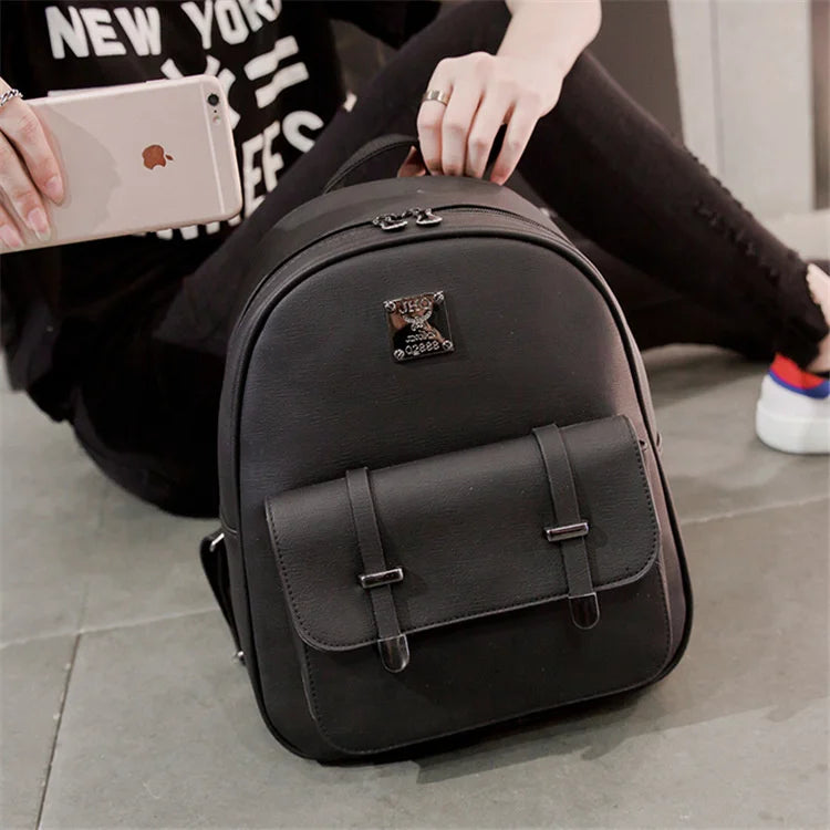 Women's PU Leather Backpack for Travel and School