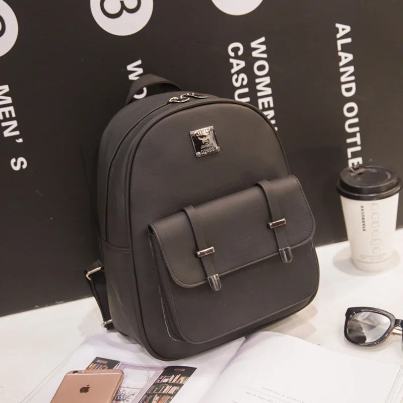 Women's PU Leather Backpack for Travel and School