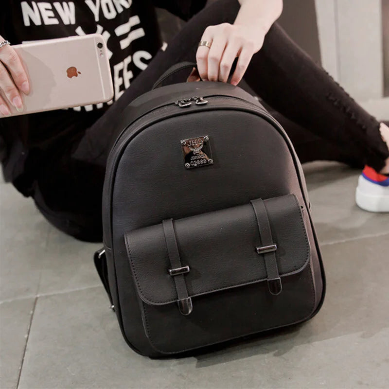 Women's PU Leather Backpack for Travel and School