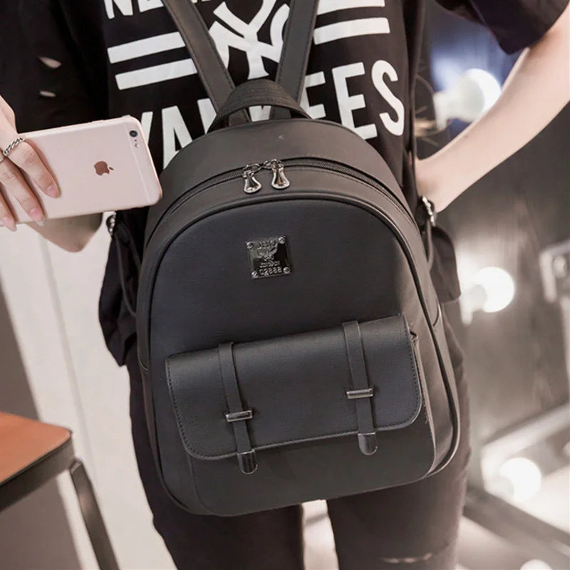 Women's PU Leather Backpack for Travel and School