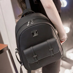 Women's PU Leather Backpack for Travel and School
