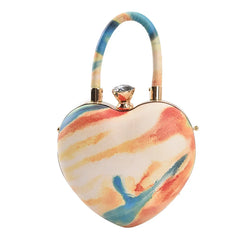 Stripe Heart Shaped Crossbody Bag Ladies Wide Strap Shoulder Bags