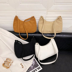 Corduroy Retro Shoulder Bag for Women - Small Handbags