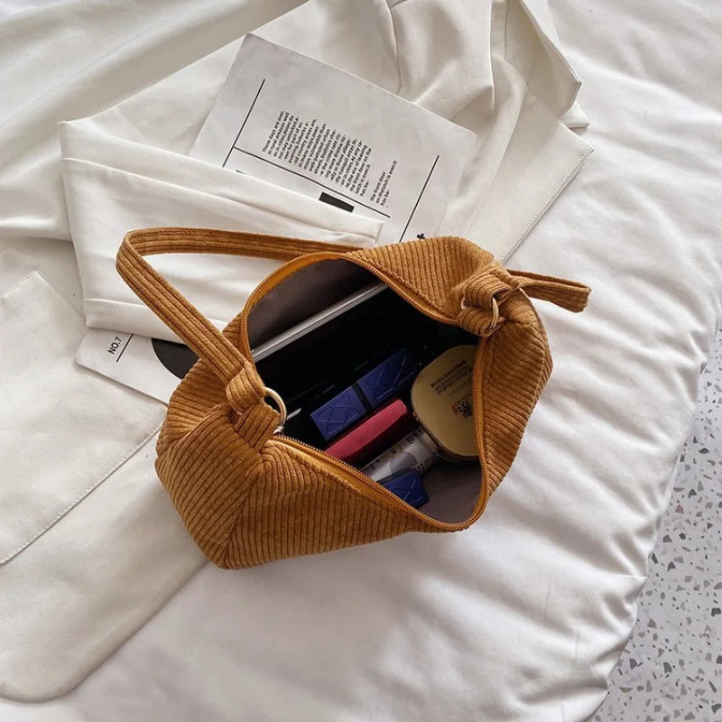 Corduroy Retro Shoulder Bag for Women - Small Handbags