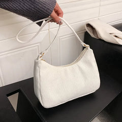 Corduroy Retro Shoulder Bag for Women - Small Handbags