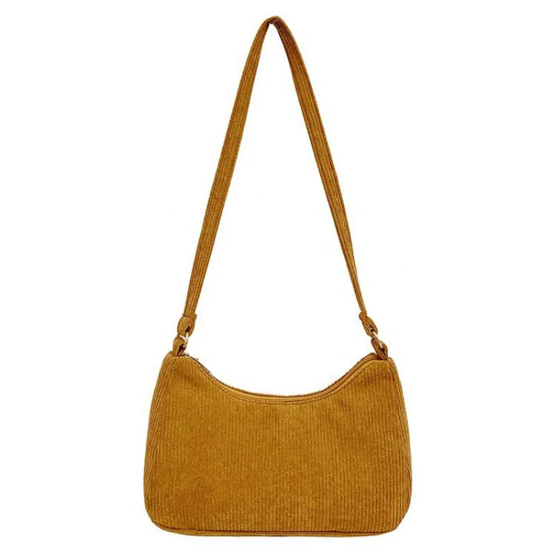 Corduroy Shoulder Bag Retro Small Handbags for Women