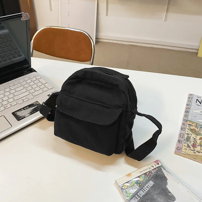 Small Canvas Messenger Bag Women's Crossbody Satchel