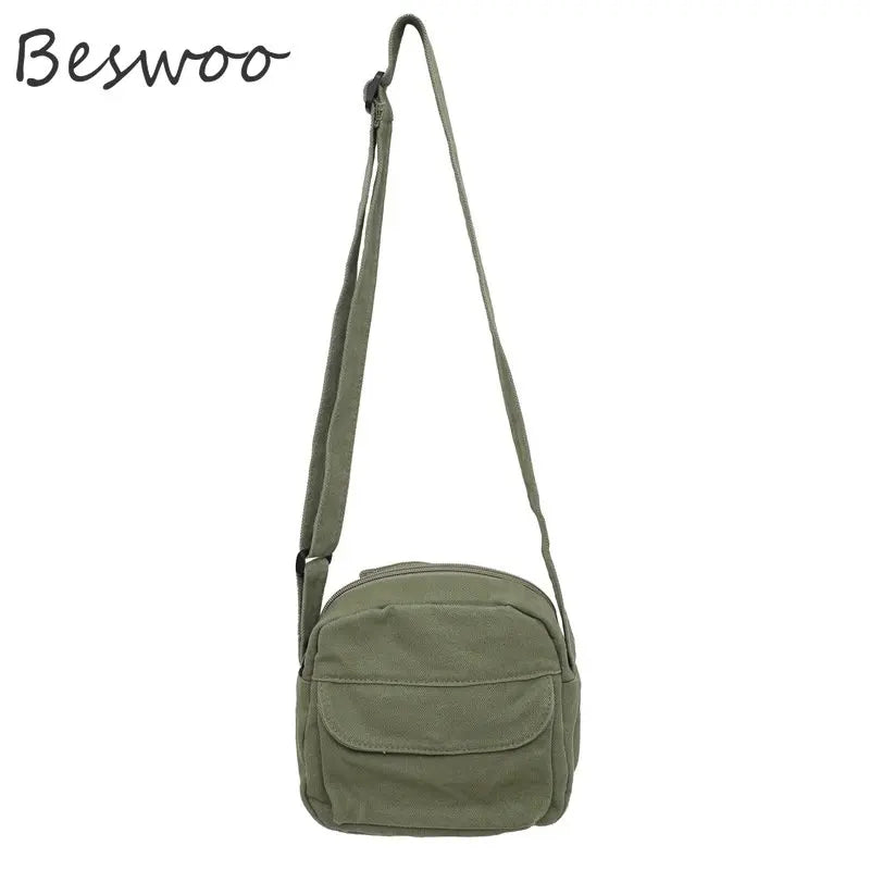 Small Canvas Messenger Bag Women's Crossbody Satchel