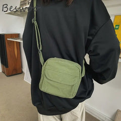 Small Canvas Messenger Bag Women's Crossbody Satchel