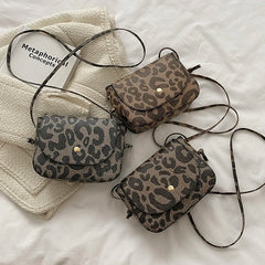 Leopard Flap Messenger Bag Vintage Crossbody Shoulder Bags for Women