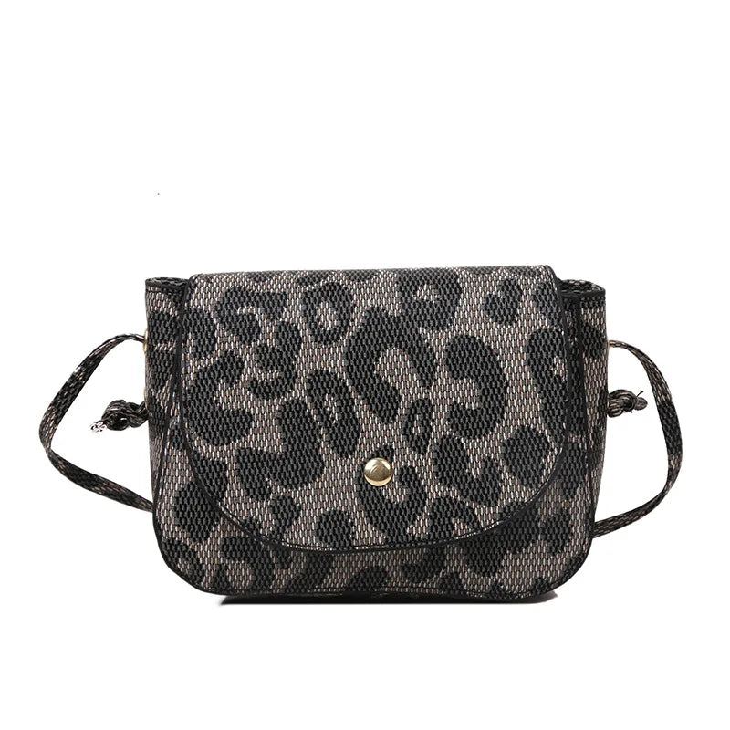 Leopard Flap Messenger Bag Vintage Crossbody Shoulder Bags for Women