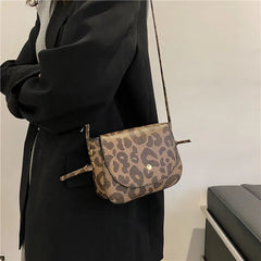 Leopard Flap Messenger Bag Vintage Crossbody Shoulder Bags for Women