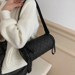 Women's Rhombus Crossbody Shoulder Bag Nylon Anti-bag Round Bucket Messenger