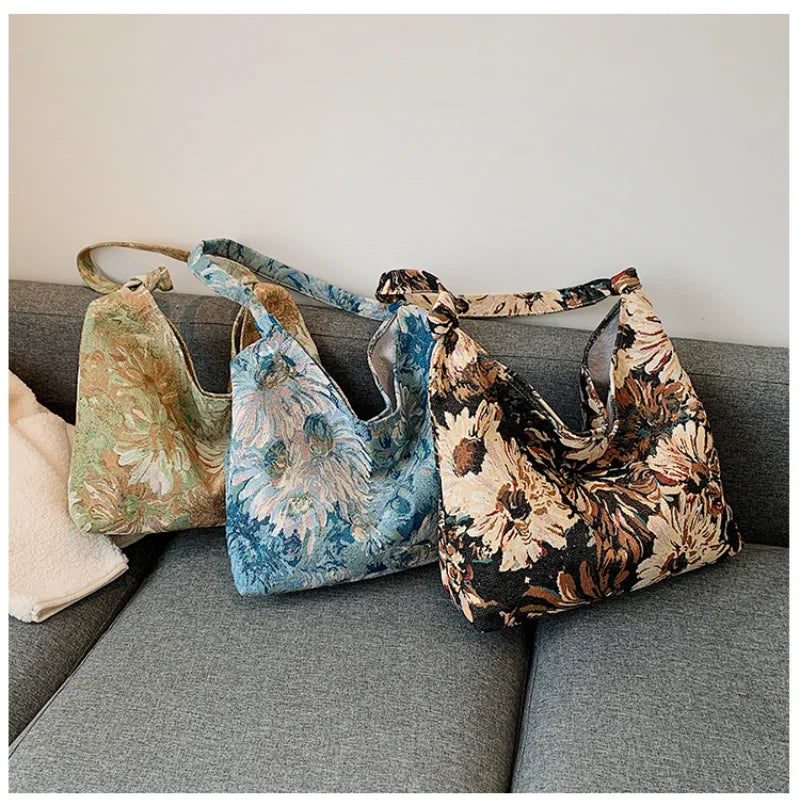 Canvas Shopper Print Handbags Large Crossbody Tote Shoulder Bags