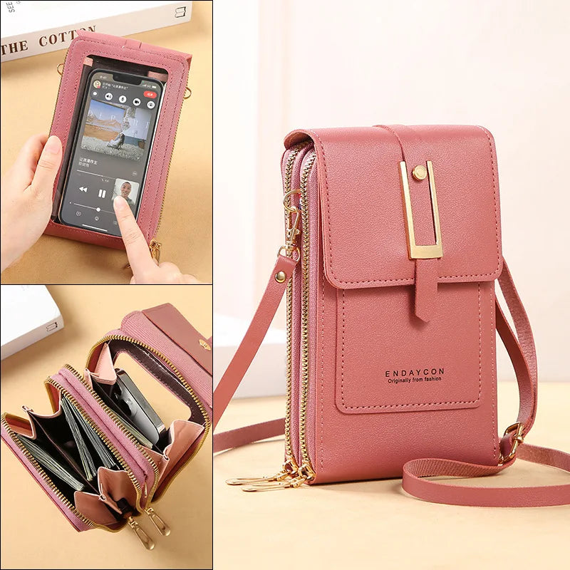 Women's Soft Leather Wallet Crossbody Bag Shoulder Strap