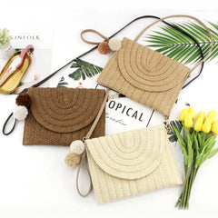 Straw Clutch Purses Bags Women Summer Beach Handbags Envelope Shoulder Bag