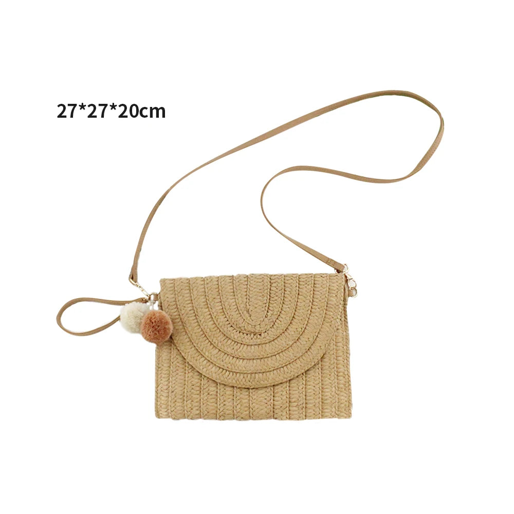 Straw Clutch Purses Bags Women Summer Beach Handbags Envelope Shoulder Bag