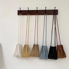 Women's Pleated Crossbody Phone Bag Soft PU Leather Mini Ladies Handbag
