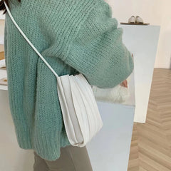 Women's Pleated Crossbody Phone Bag Soft PU Leather Mini Ladies Handbag