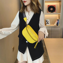 Women's PU Leather Chain Fanny Pack Belt Bag