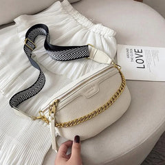 Women's PU Leather Chain Fanny Pack Belt Bag