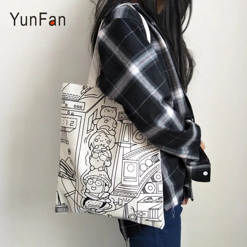 Japanese Comics Canvas Shoulder Bag for Women