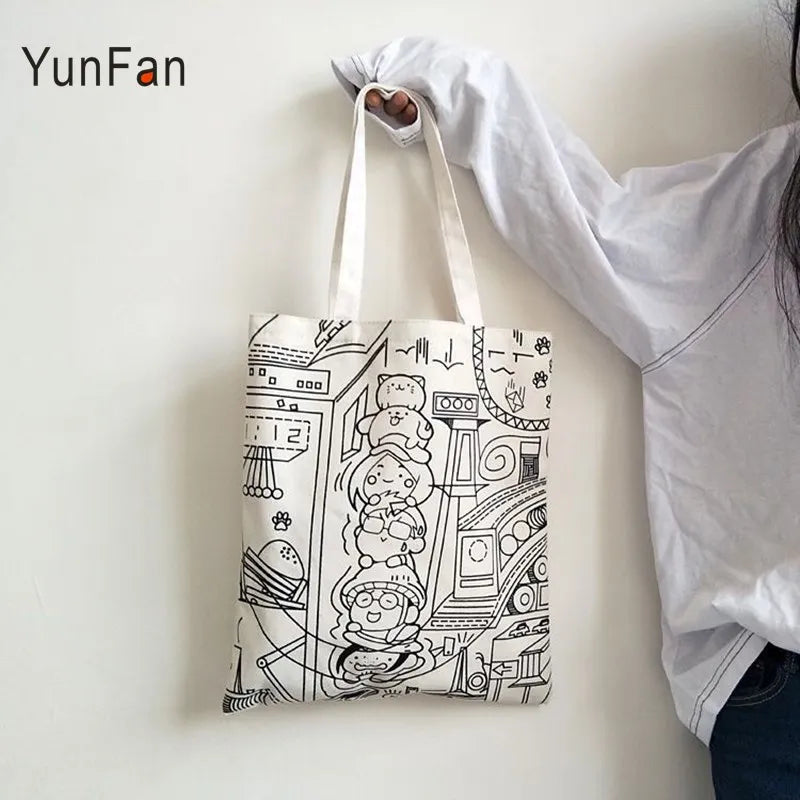 Japanese Comics Canvas Shoulder Bag for Women