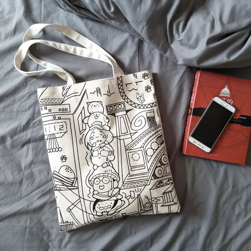 Japanese Comics Canvas Shoulder Bag for Women
