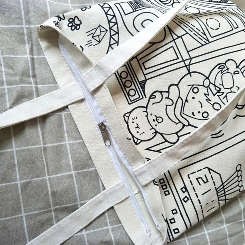Japanese Comics Canvas Shoulder Bag for Women
