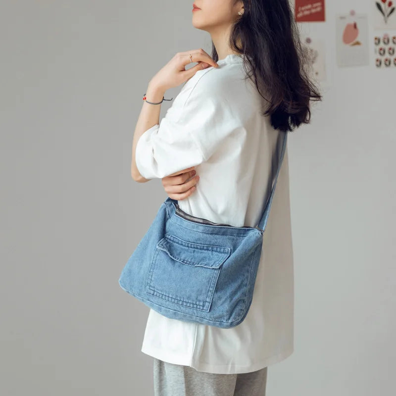 Women's Denim Messenger Shoulder Bag Retro Casual