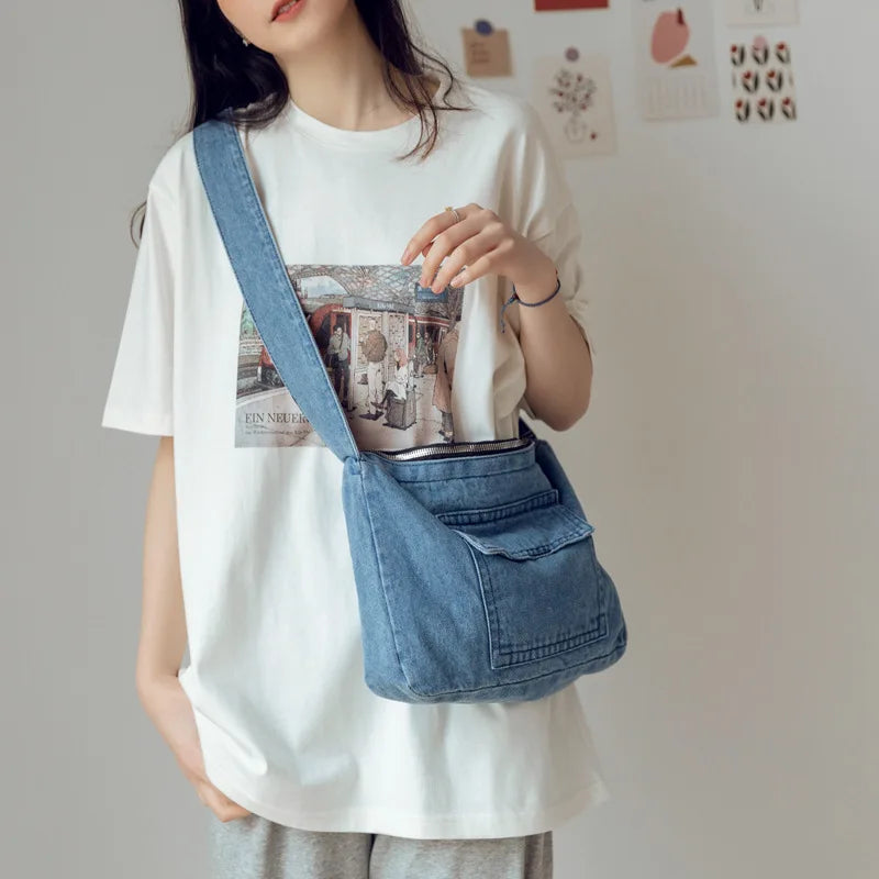 Women's Denim Messenger Shoulder Bag Retro Casual