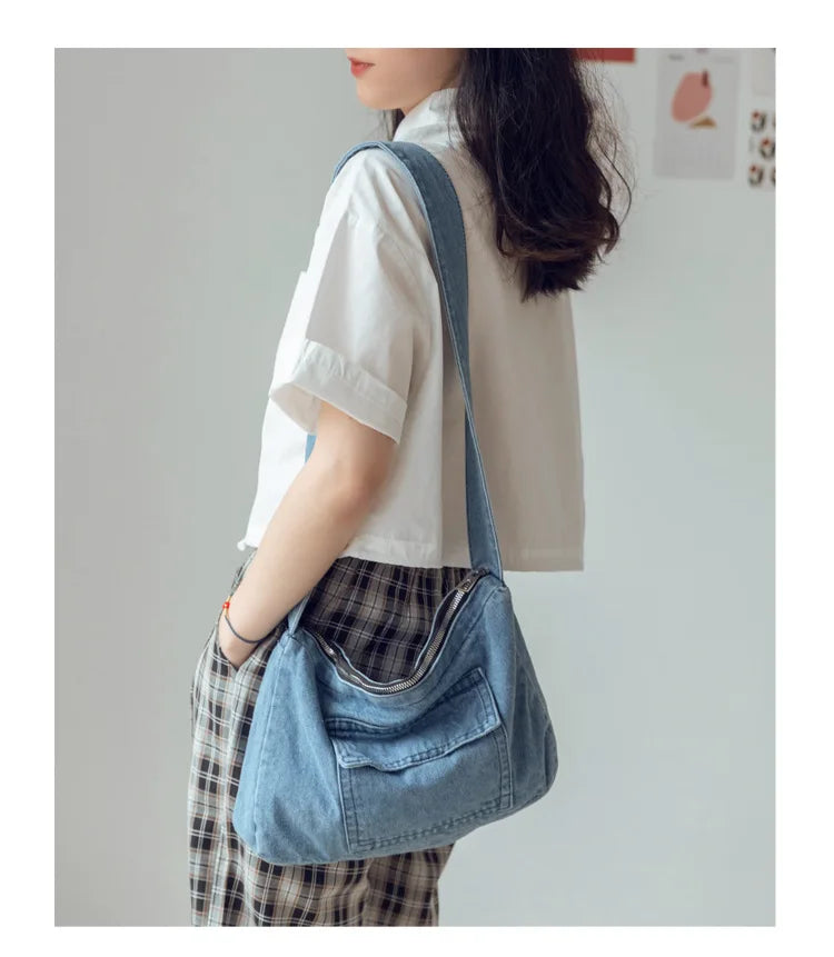 Women's Denim Messenger Shoulder Bag Retro Casual
