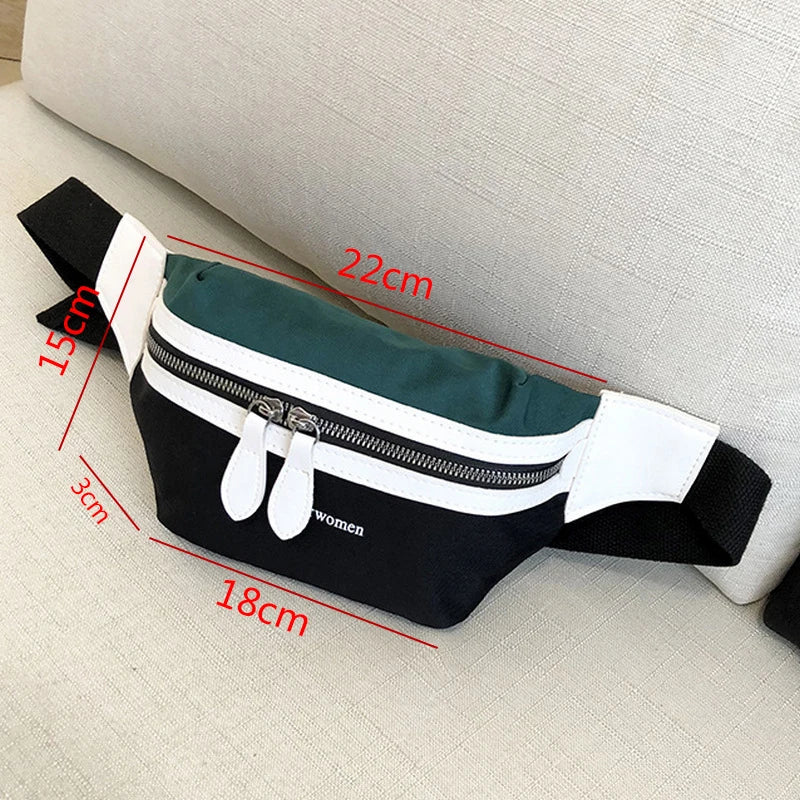 Women's Canvas Waist Bag Hip Wallet Banana Bag Crossbody Chest Belt Bags