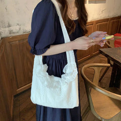 Cotton Laced Single Shoulder Bag for Women All-match Shopping Bags