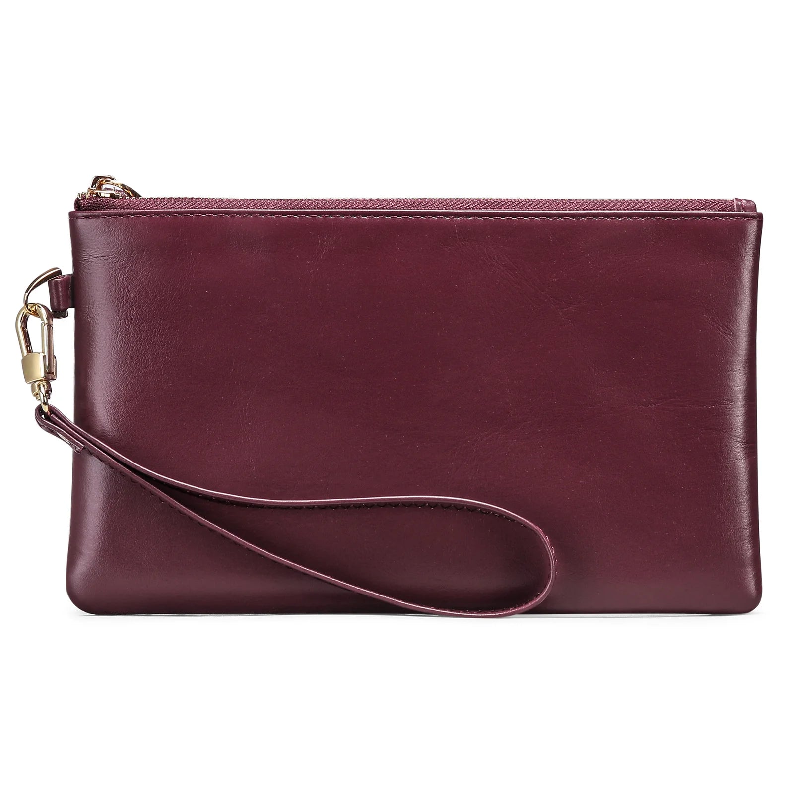 Women's Cow Leather Wallet Long Zipper Handbag Phone Bag Wallet