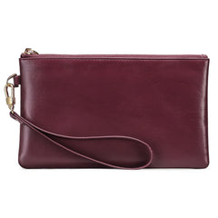 Women's Cow Leather Wallet Long Zipper Handbag Phone Bag Wallet