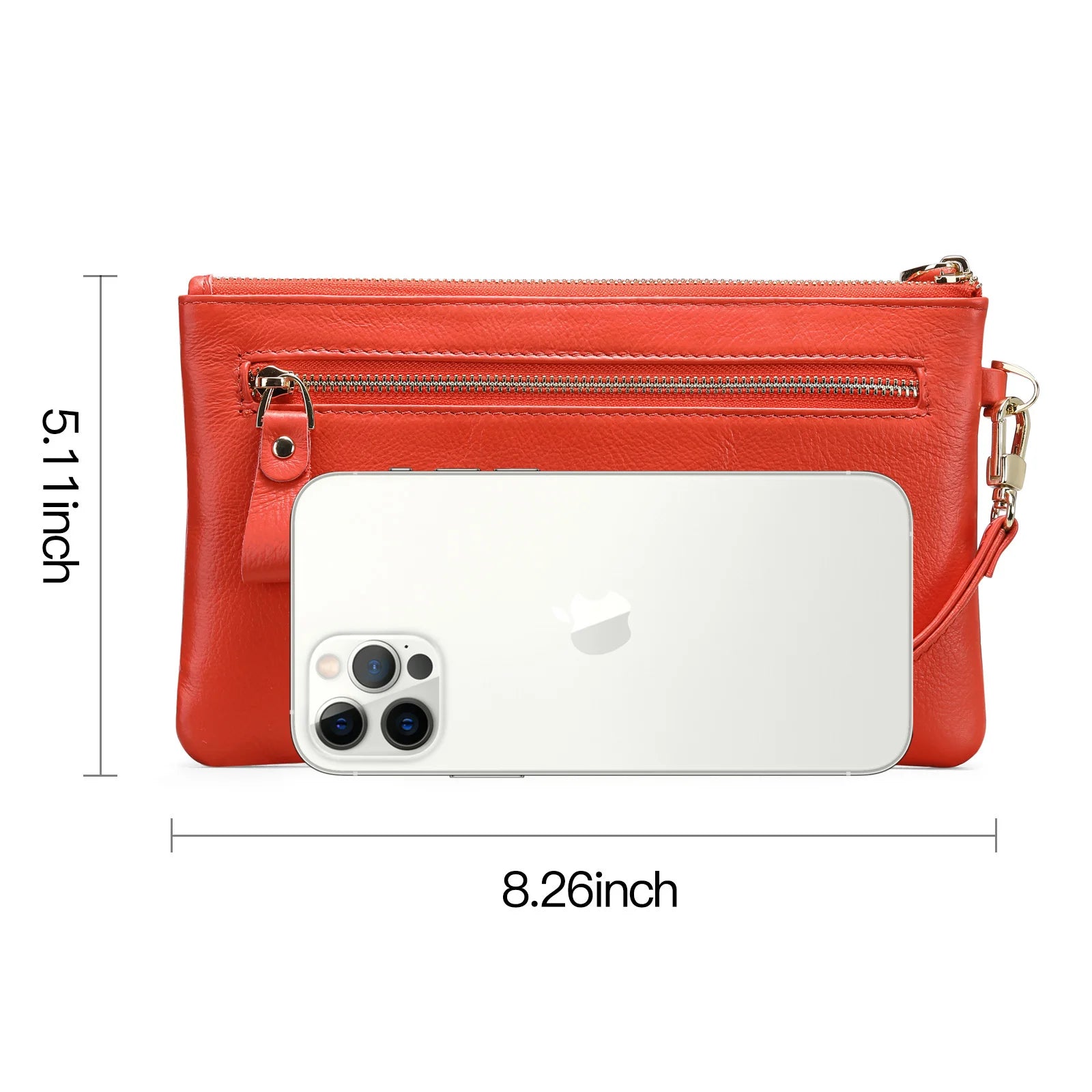 Women's Cow Leather Wallet Long Zipper Handbag Phone Bag Wallet