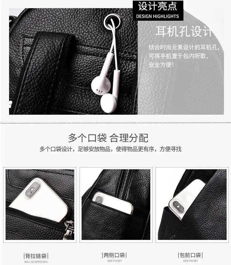 Women's Leather Backpack Casual School Bags for Teenage Girls