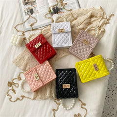 Women's Diagonal Cross Leather Sheepskin Bag Small Mobile Phone Bag