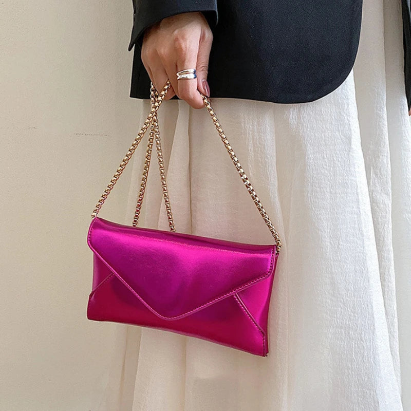Women's Evening Shoulder Bag Leather Clutch Purse Wedding Party Envelope Handbag