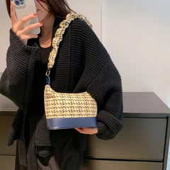 Retro Solid Braided Bucket Bag Casual Hobos Purses Handbags