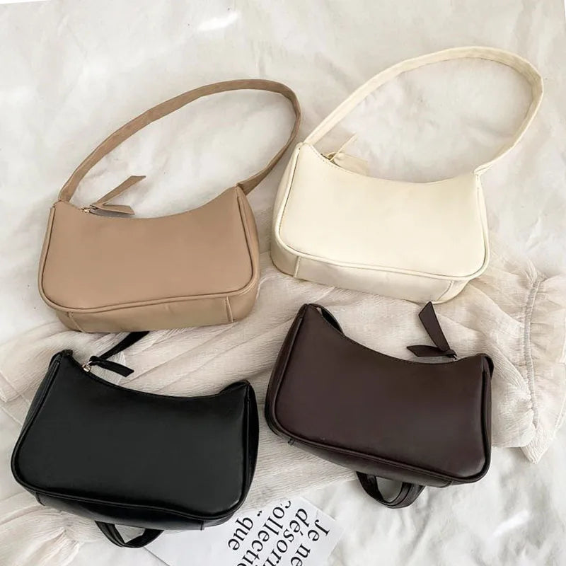 Retro PU Leather Shoulder Bag Casual Women Hobos Winter Handbags