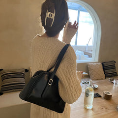 Vintage Oil Wax Green Handbag Large Capacity Texture Shoulder Bag